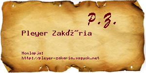 Pleyer Zakária névjegykártya